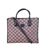 Gucci Bicolor Leather Trim GG Canvas Two-Way Tote Bag