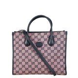 Gucci Bicolor Leather Trim GG Canvas Two-Way Tote Bag