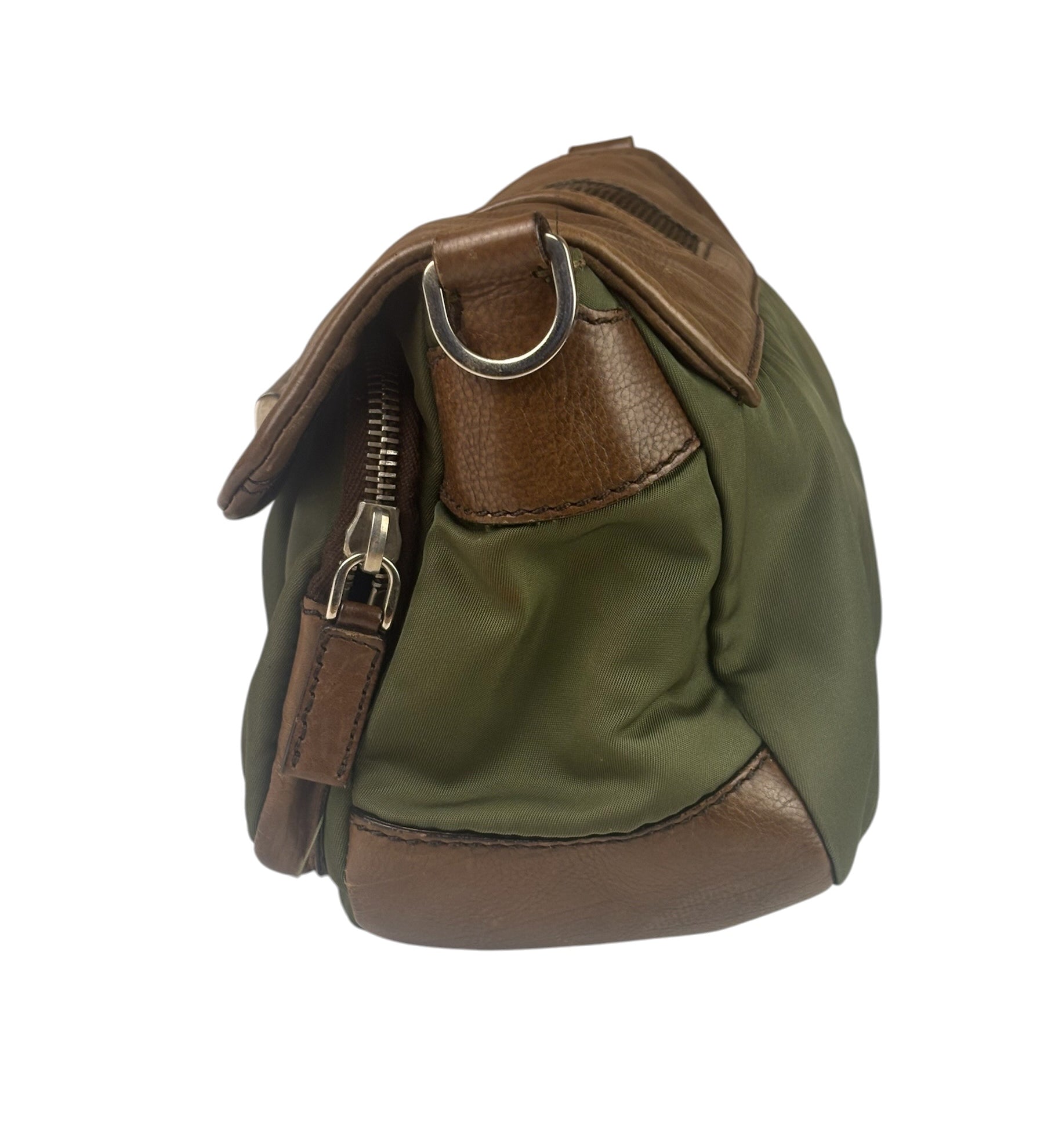 Prada Vintage Green Nylon/Leather Crossbody Bag