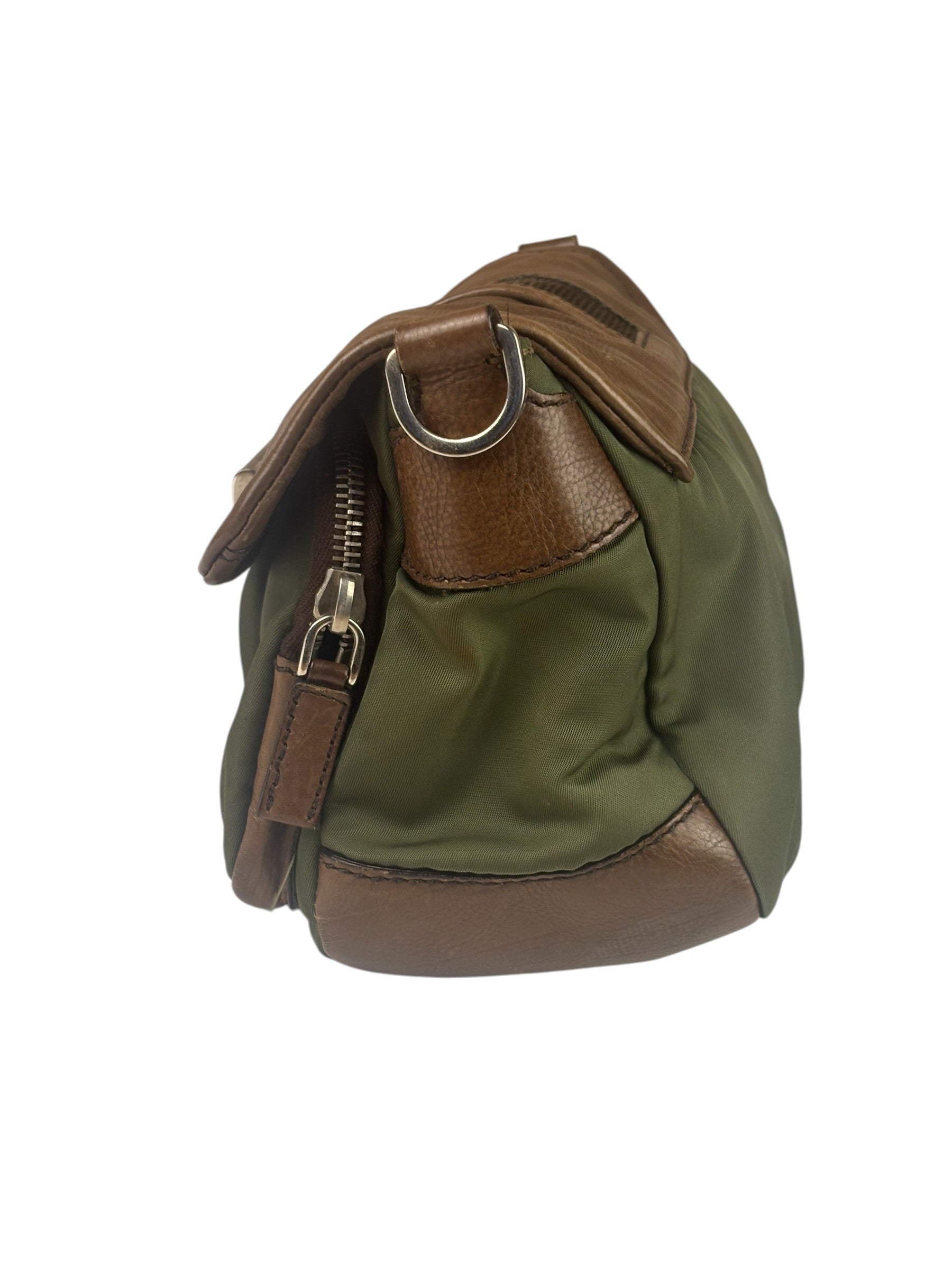 Prada Vintage Green Nylon/Leather Crossbody Bag