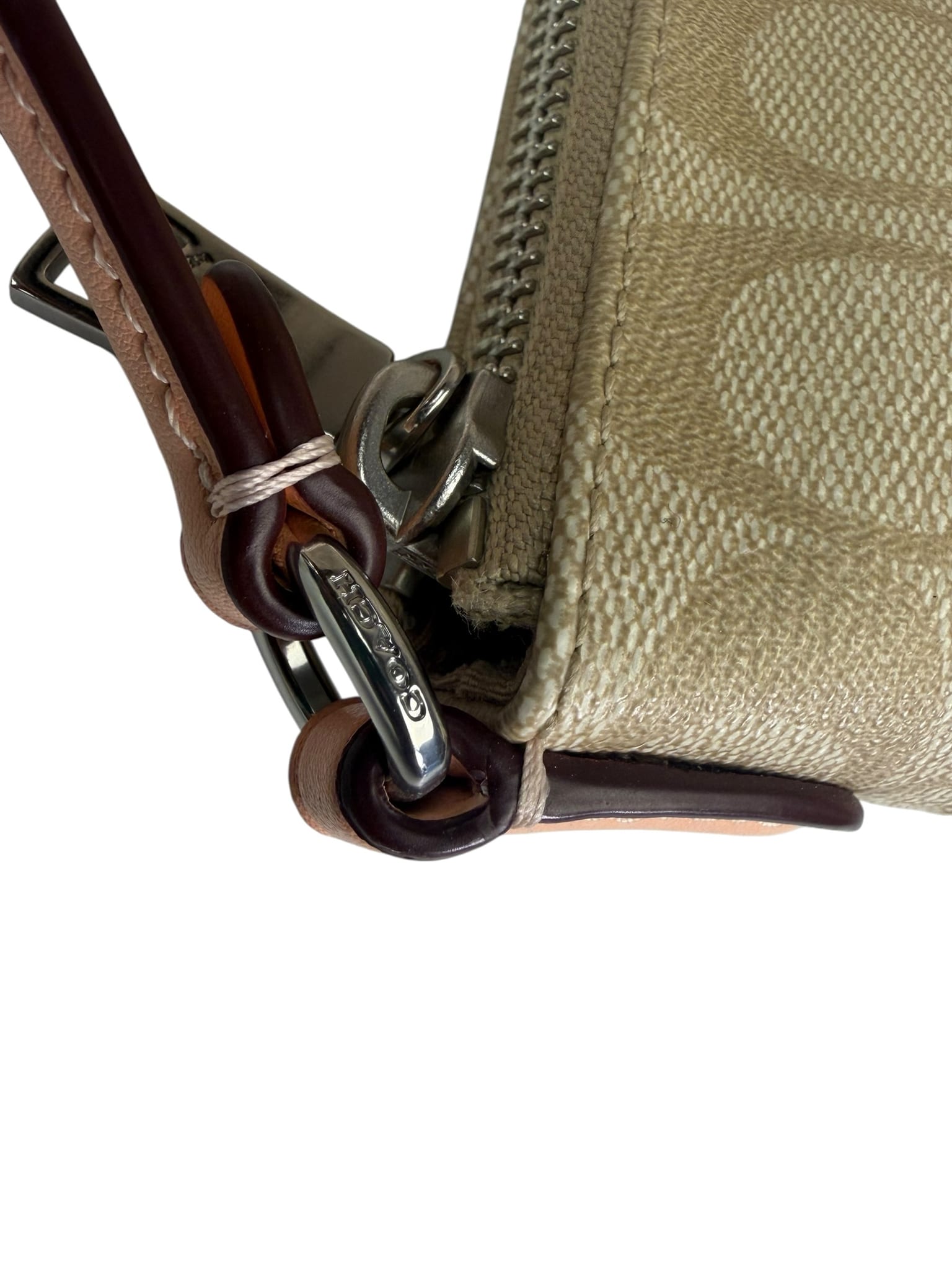 Coach Beige Leather Canvas Rowan File Crossbody Bag