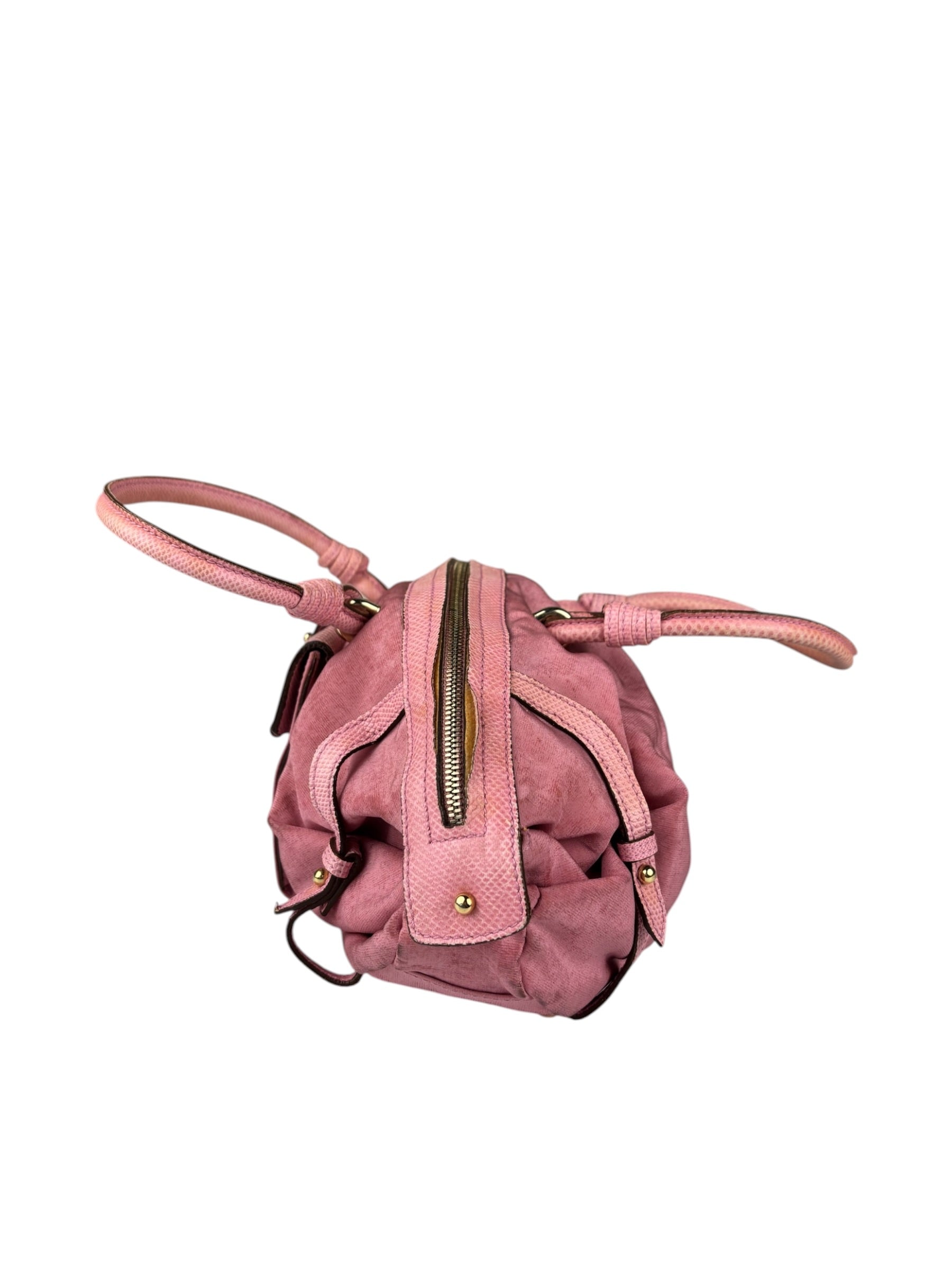 Salvatore Ferragamo Pink Nylon/Leather Bowler Bag