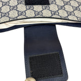 Gucci Navy Blue Leather Trim Coated GG Supreme iPad Case