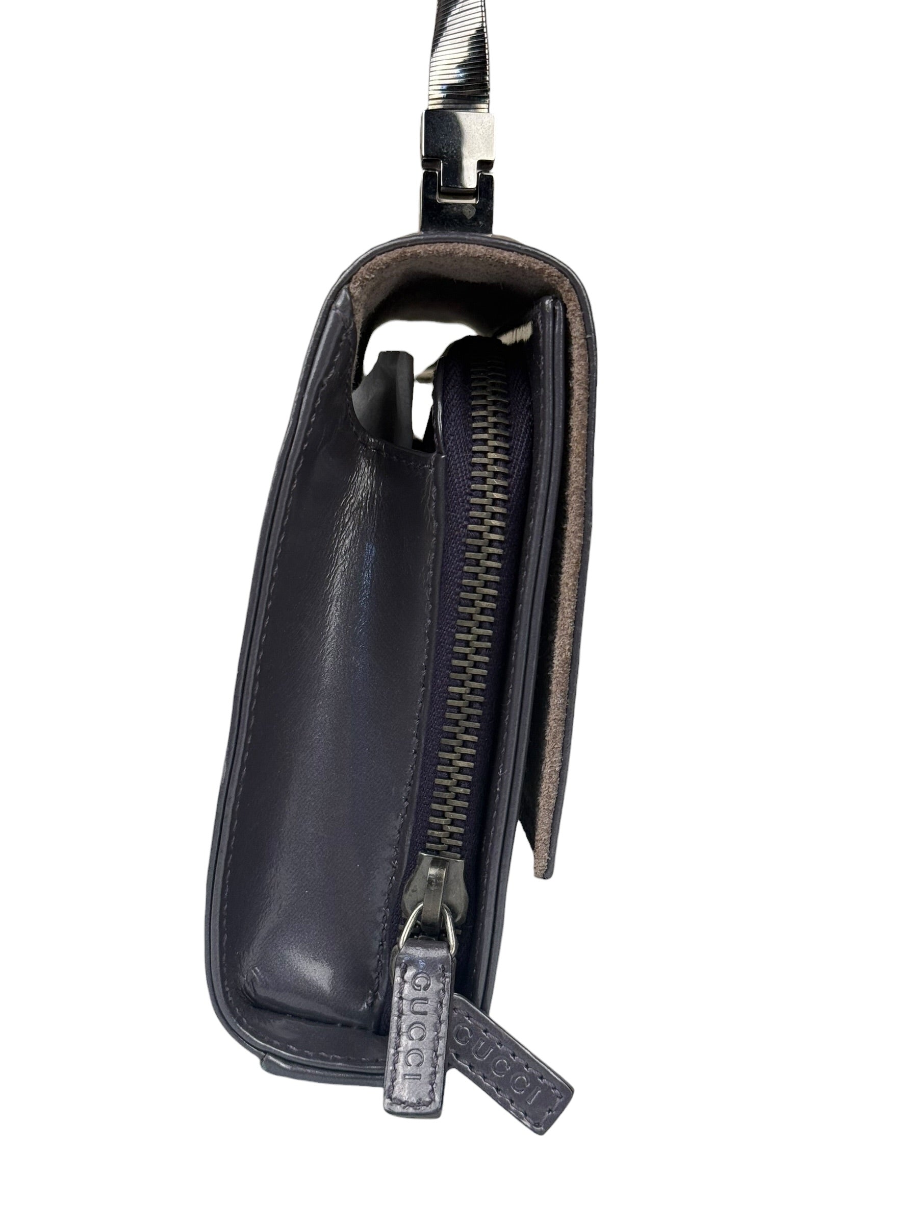 Gucci Grey Patent Leather Flap Mini Shoulder Bag