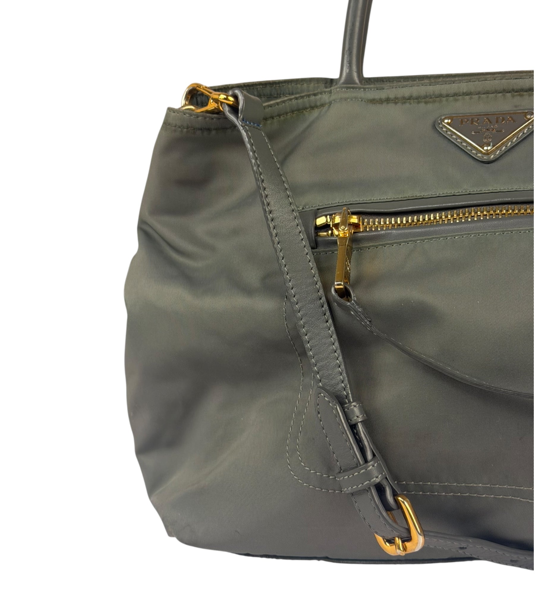 Prada Sage Tessuto Nylon/Leather Trim Tote