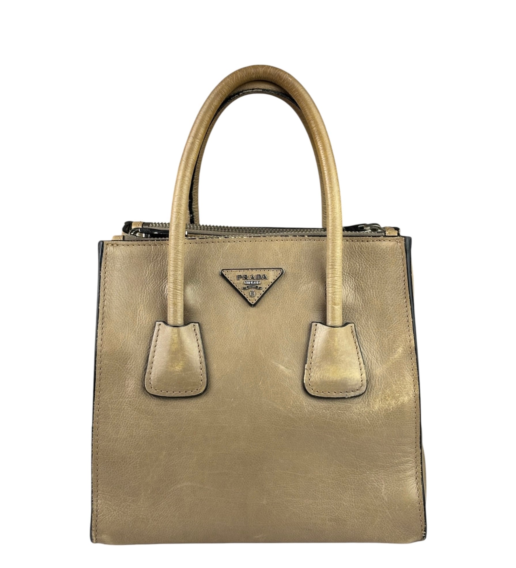 Prada Beige Glace Calf Twin Tote