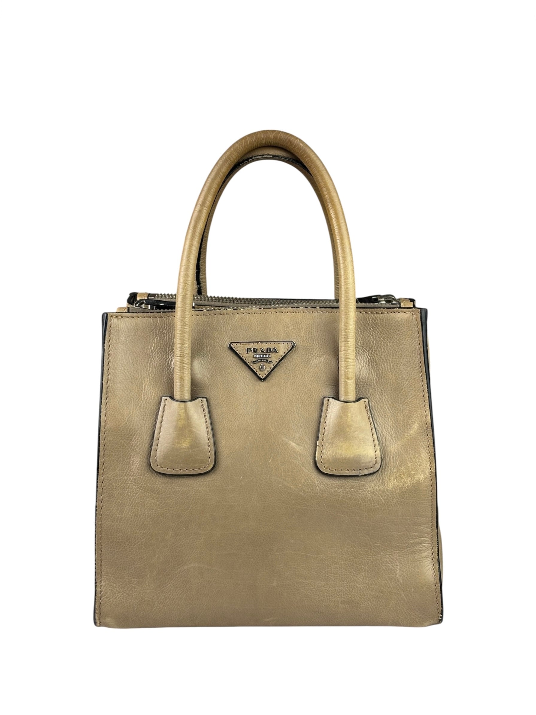 Prada Beige Glace Calf Twin Tote