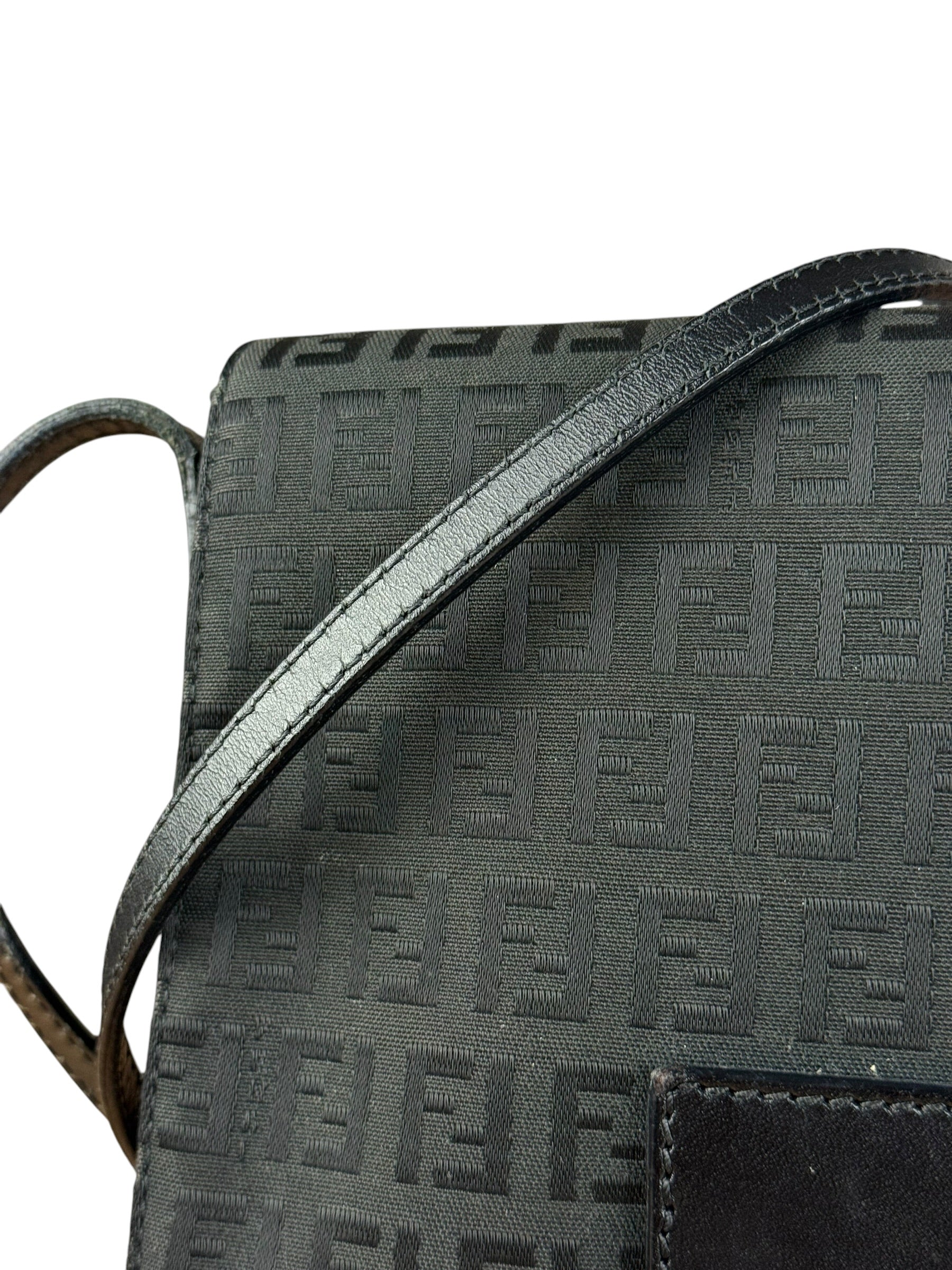 Fendi Black Zucchino Messenger Crossbody Bag