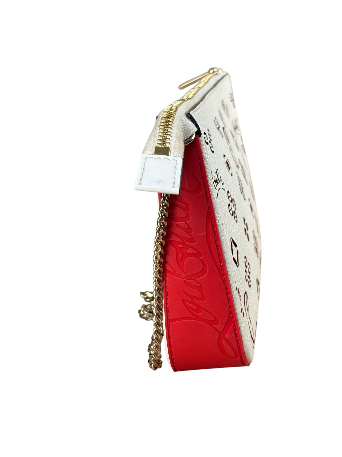Christian Louboutin White Leather Loubinthesky Perforated Pochette