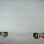 Chanel White Leather Trim Tweed Shoulder Bag 2001