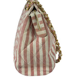 Chanel Vintage Pink/Cream Denim Maxi Stripped Tote 1994