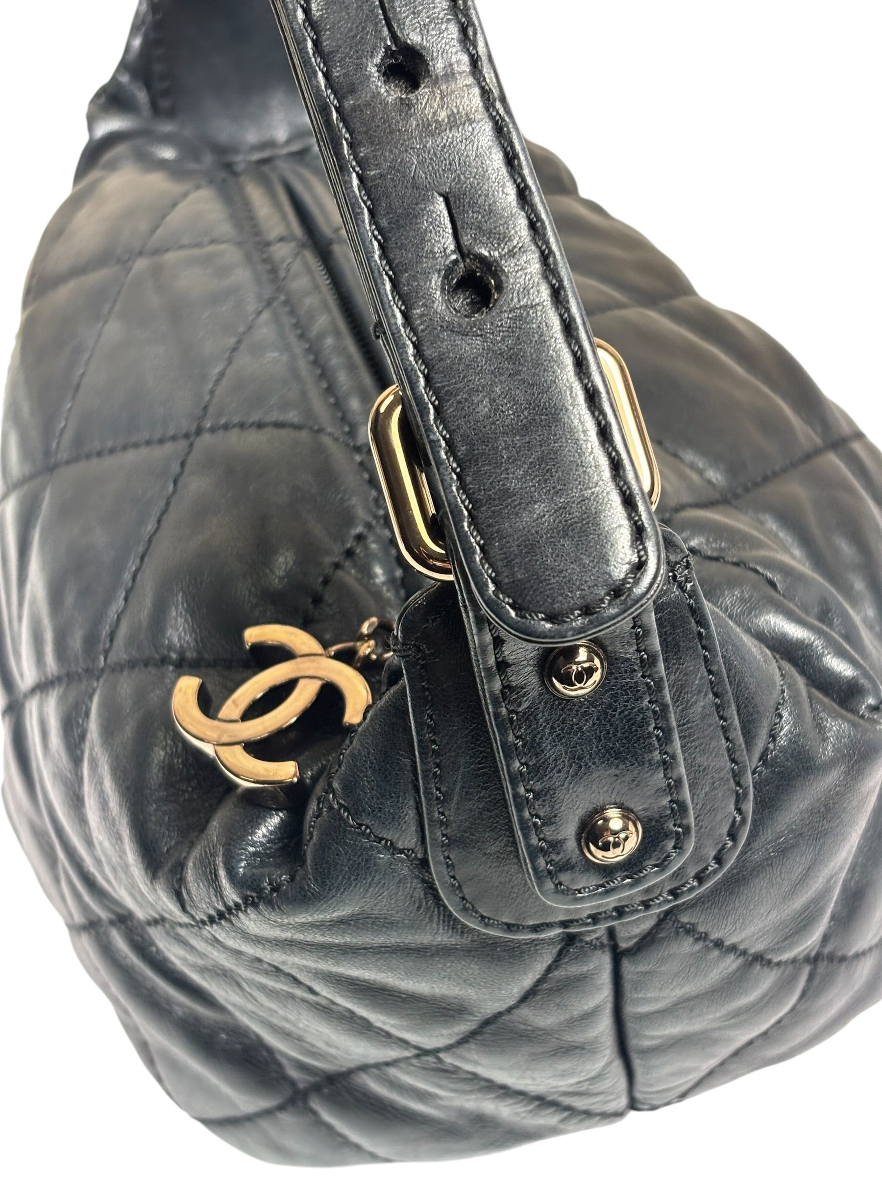 Chanel Black Quilted Lambskin Cloudy Bundle Hobo 2005