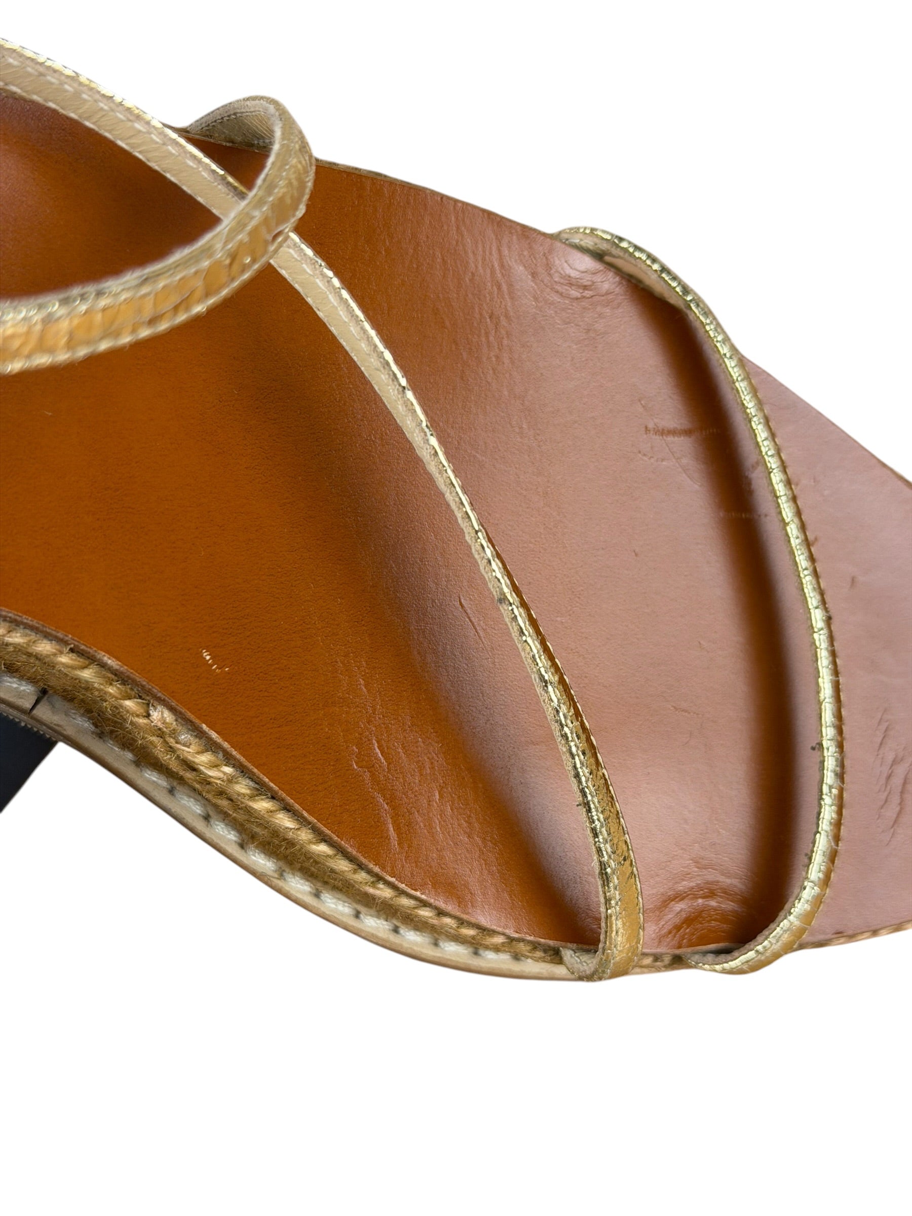 Jimmy Choo Brown Drive Metallic Wedge Espadrille Sandals