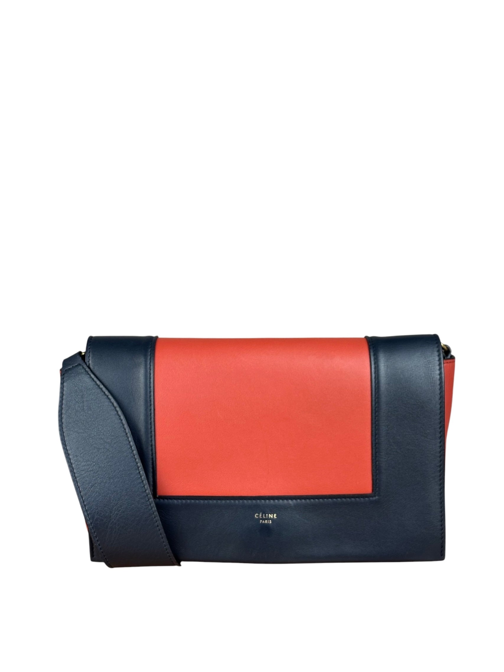 Celine Bicolor Leather Medium Frame Crossbody Bag