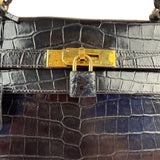 Hermes 1985 Black Crocodile Kelly 35
