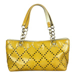 Chanel Vintage Yellow Patent Leather Perforated Tote Bag 1987
