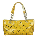 Chanel Vintage Yellow Patent Leather Perforated Tote Bag 1987