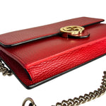 Gucci Red Leather GG Wallet on Chain Bag