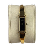 Gucci 1500L Black Dial Gold Plate Bangle Band