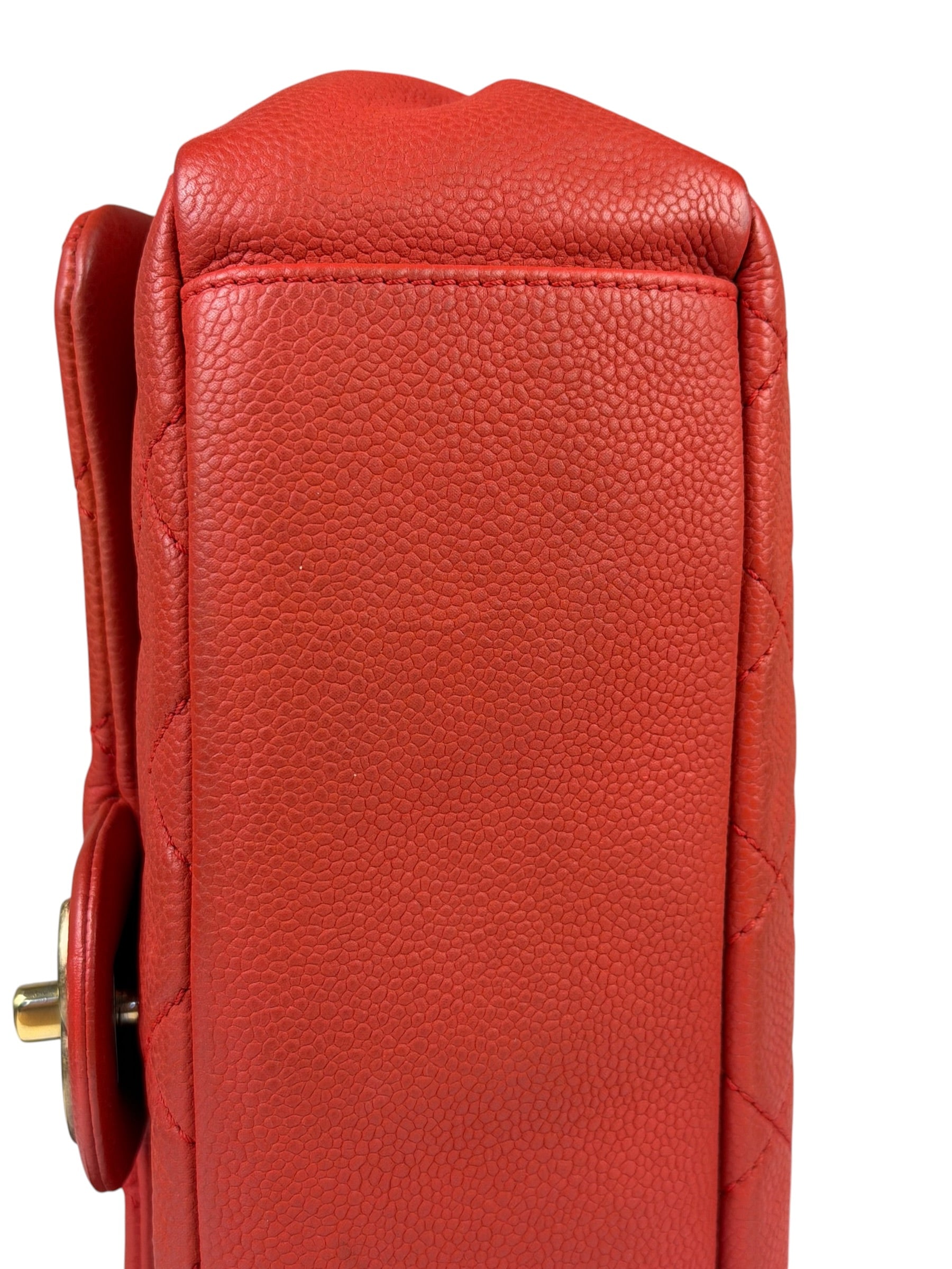 Chanel Red Quilted Caviar Leather Timeless Shoulder Bag 2012
