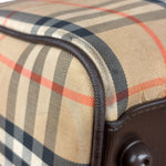 Burberry Leather House Check Boston Duffle Bag