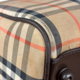 Burberry Leather House Check Boston Duffle Bag