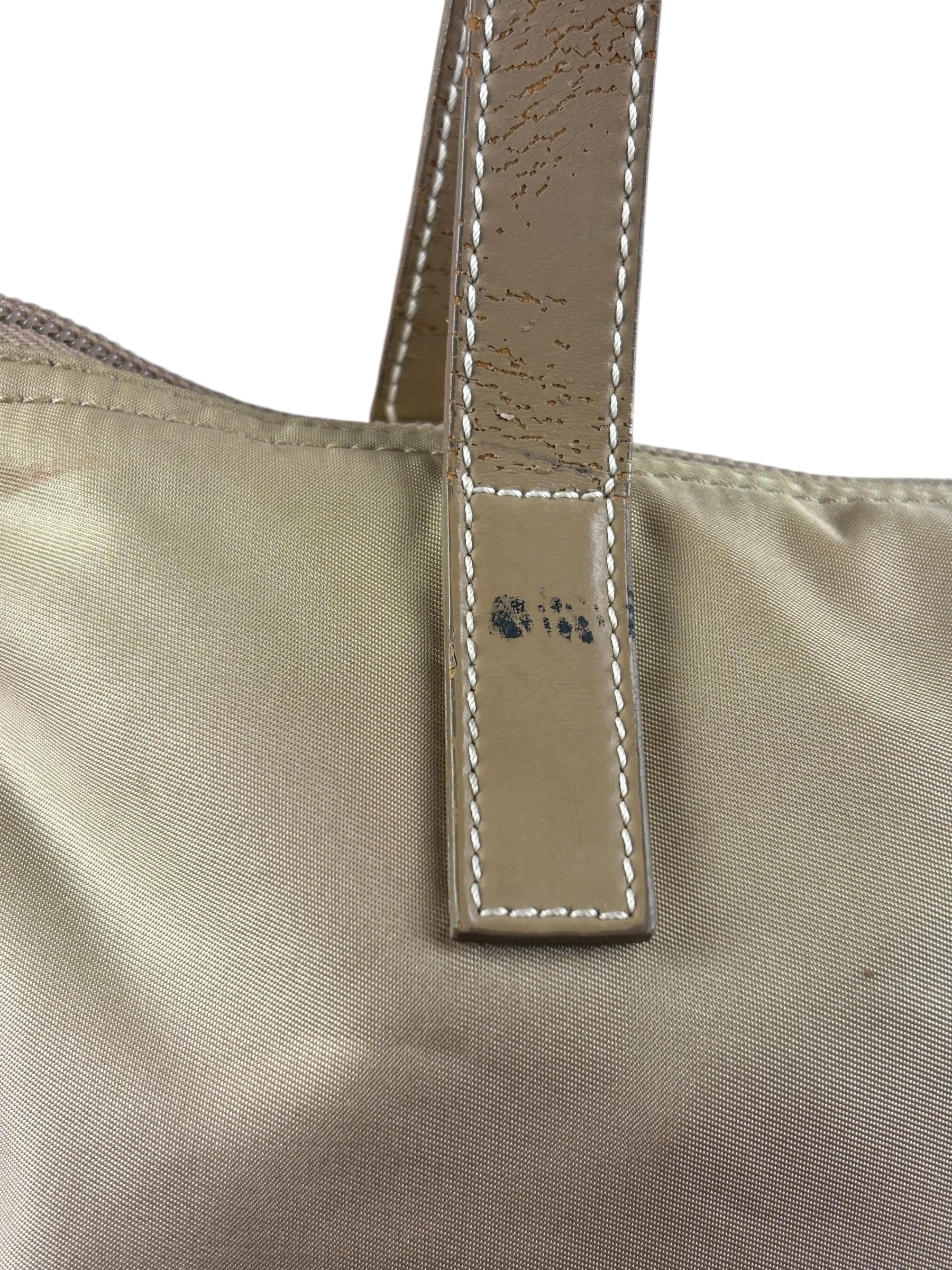Prada Vintage Beige Nylon Top Handle Bag