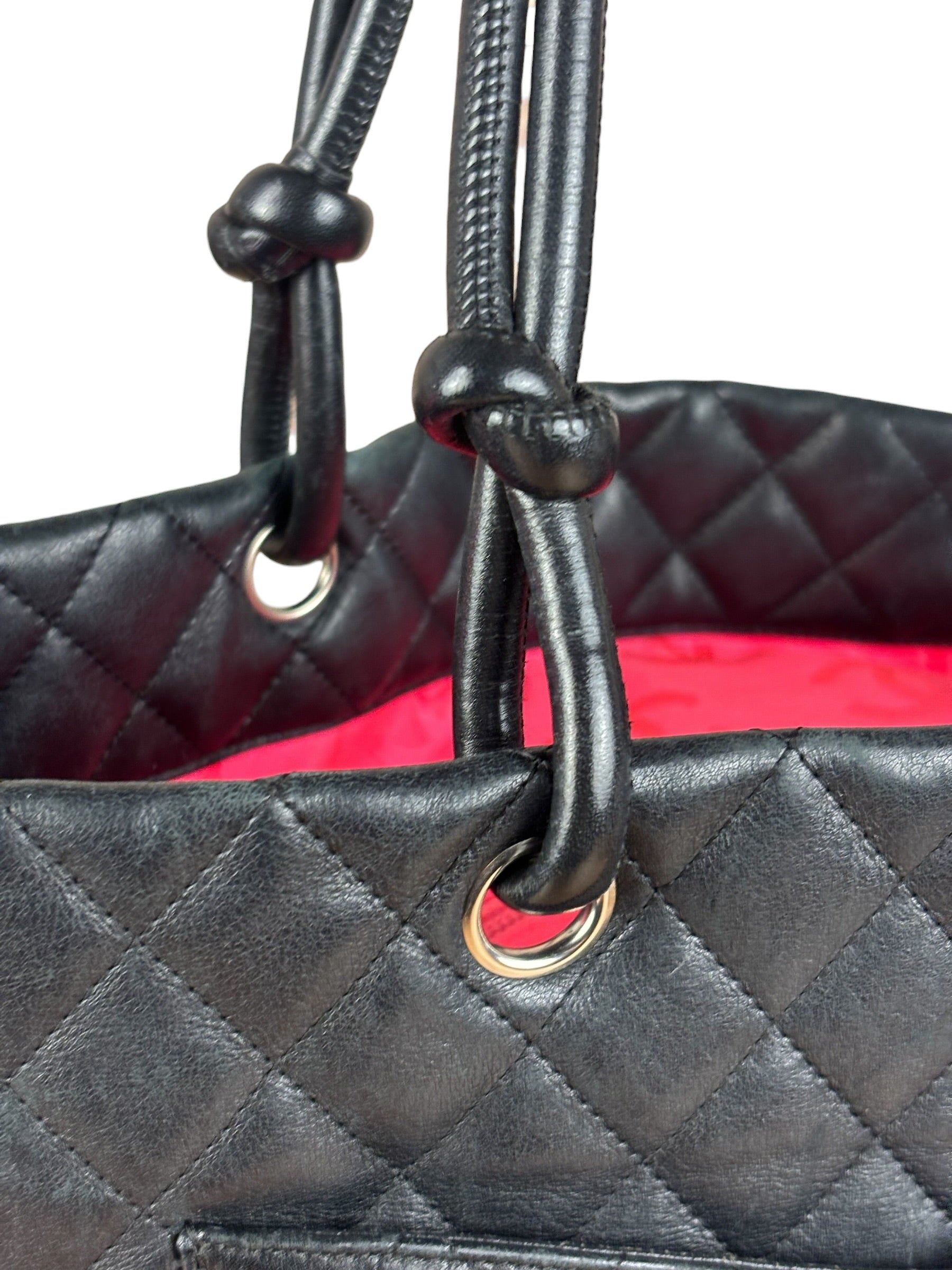 Chanel Black Leather Cambon Ligne large Tote Shoulder Bag 2004
