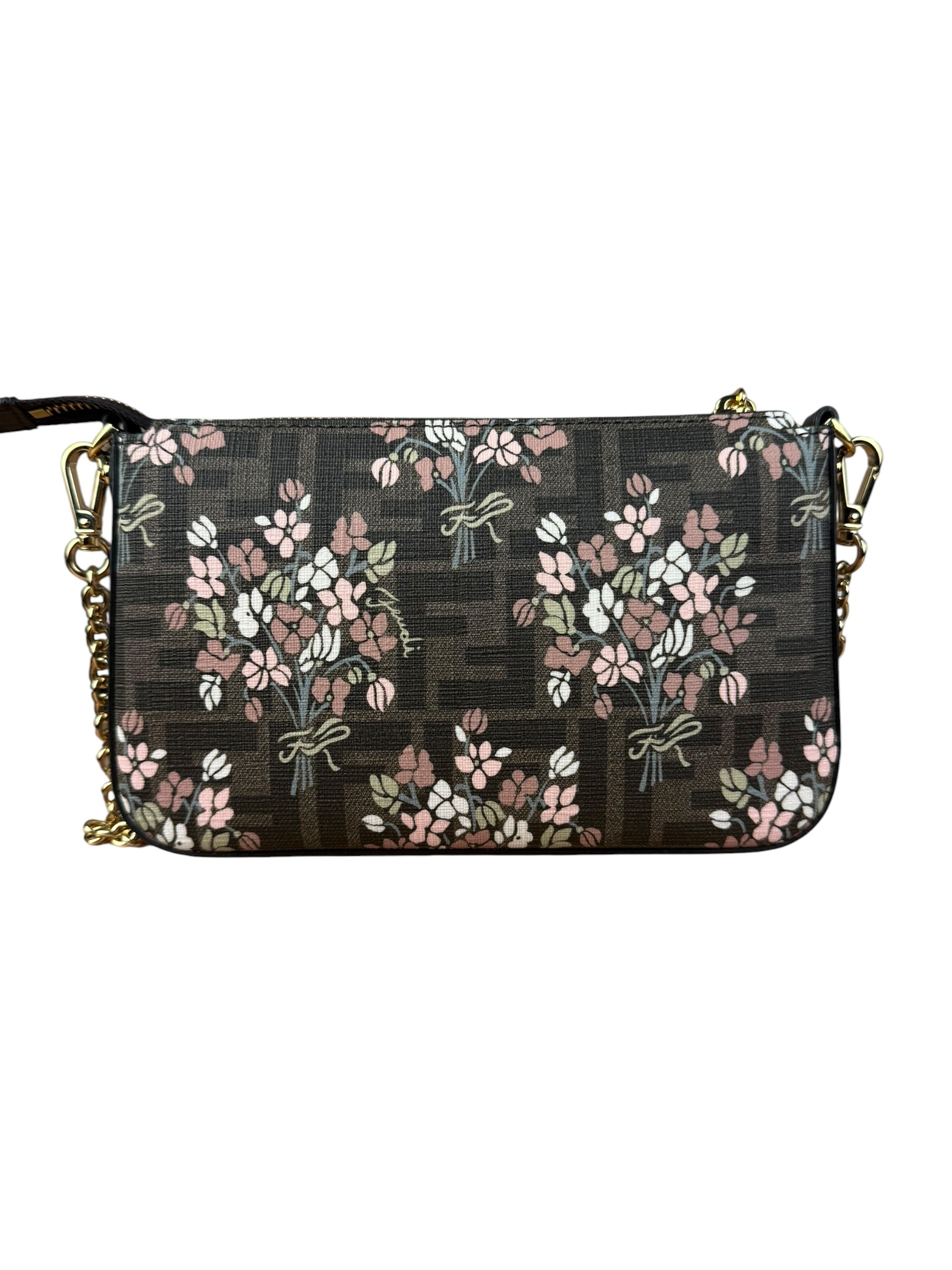 Fendi FF Floral Coated Canvas Chain Pochette