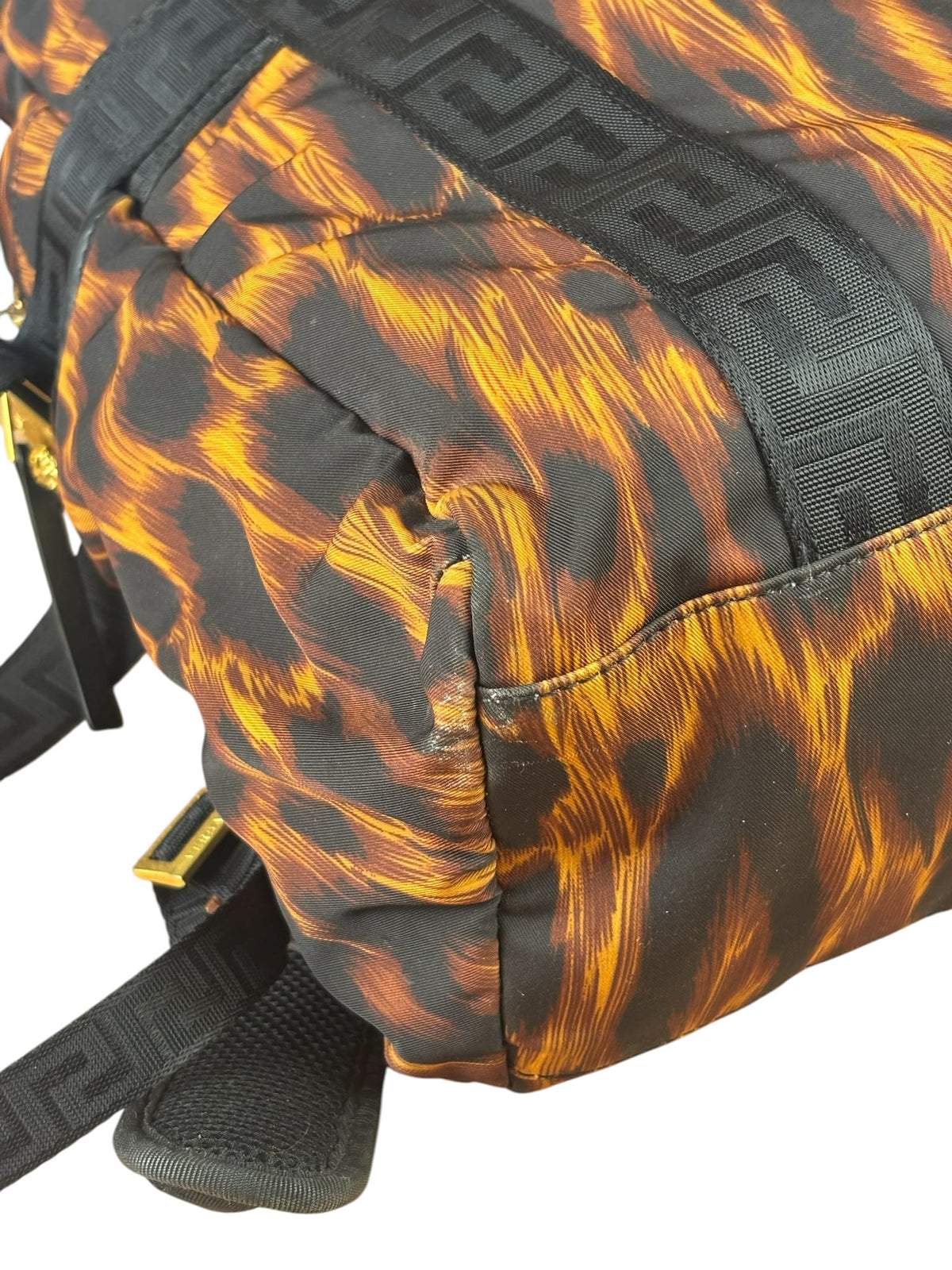 Versace Colorblock Tiger Print Medusa Head Travel Backpack