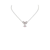 Vivienne Westwood .925 Silver Bow Pink Orb Necklace