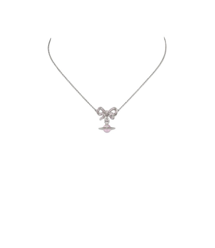 Vivienne Westwood .925 Silver Bow Pink Orb Necklace