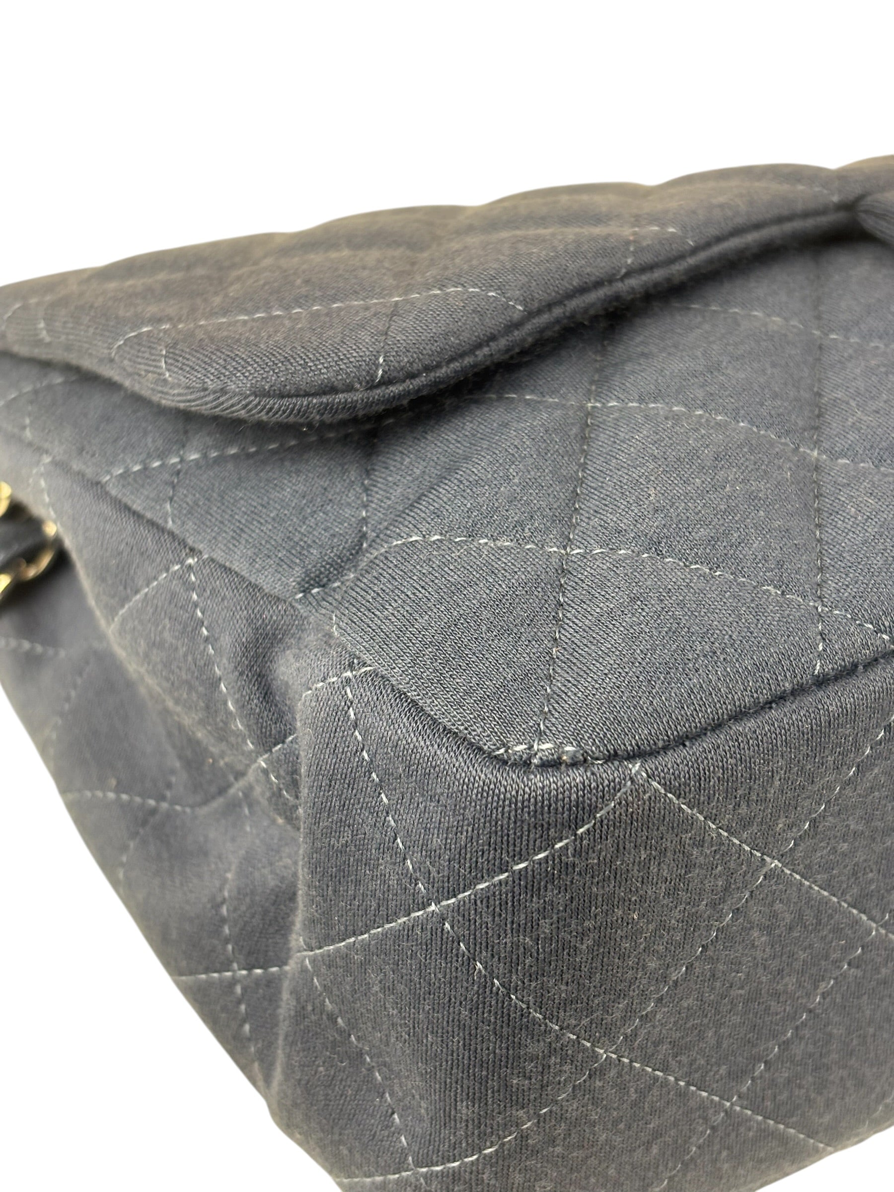 Chanel Blue Jersey Classic Flap Shoulder Bag 2009