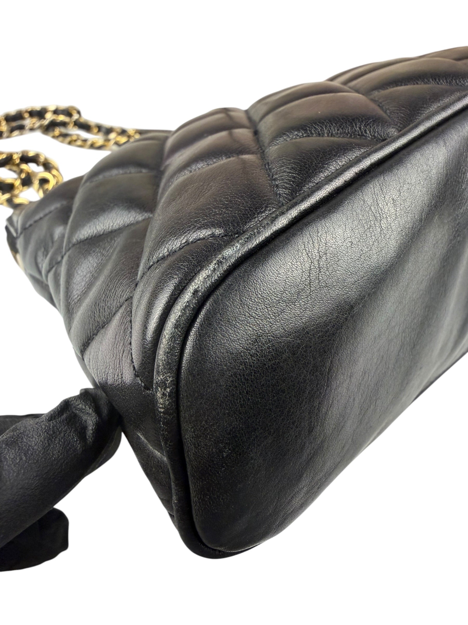 Chanel Vintage Black Quilted Leather Shoulder Bag 1987