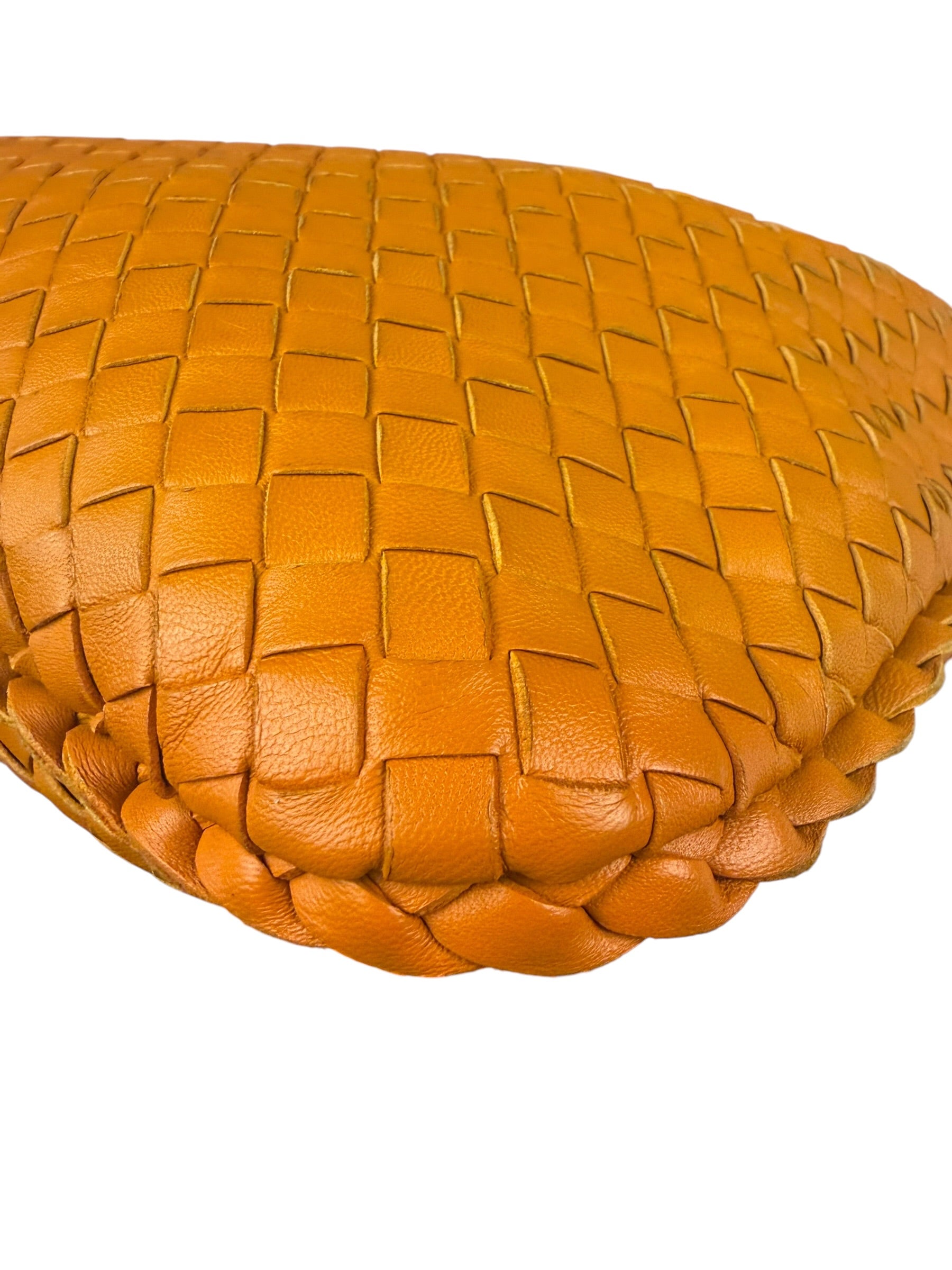 Bottega Veneta Orange Leather Intercciato Hobo Bag