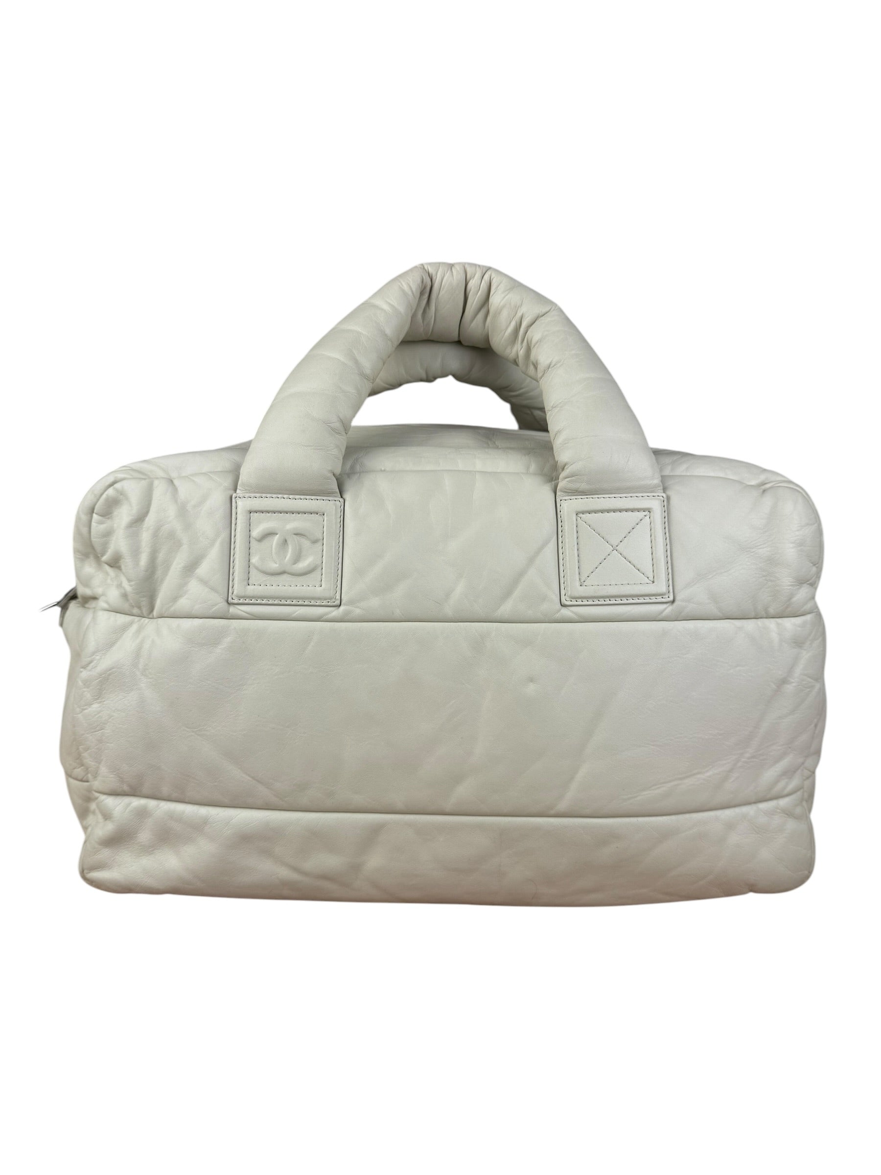 Chanel Coco Cocoon Ivory Puff Leather Boston Handbag 2009