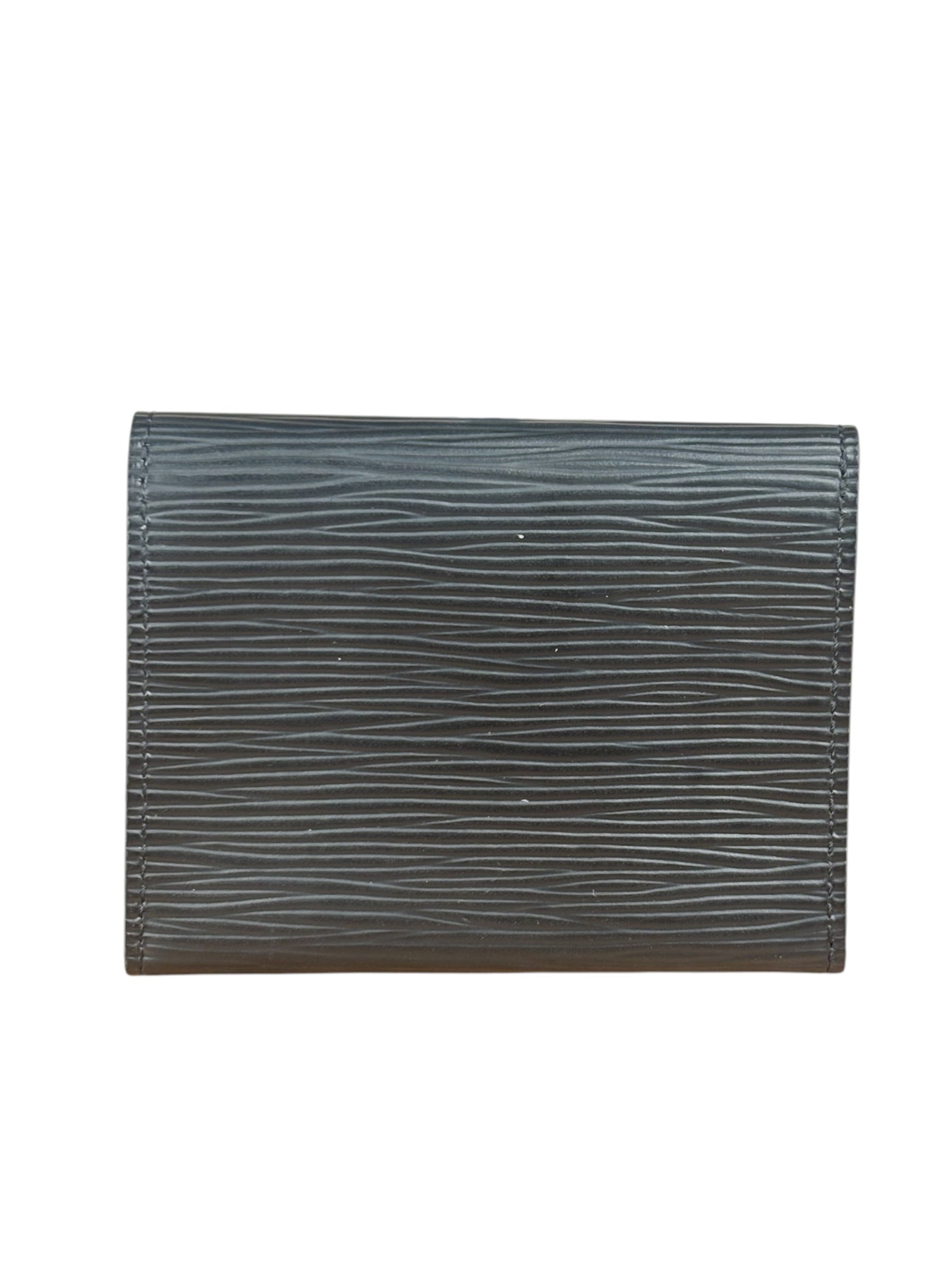 Louis Vuitton Blacl Leather Epi Flap Card Holder/Wallet