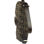 Fendi Brown Leather Trim Baguette