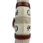 Chloe Brown Leather Trim/Linen Canvas Woody Small Tote