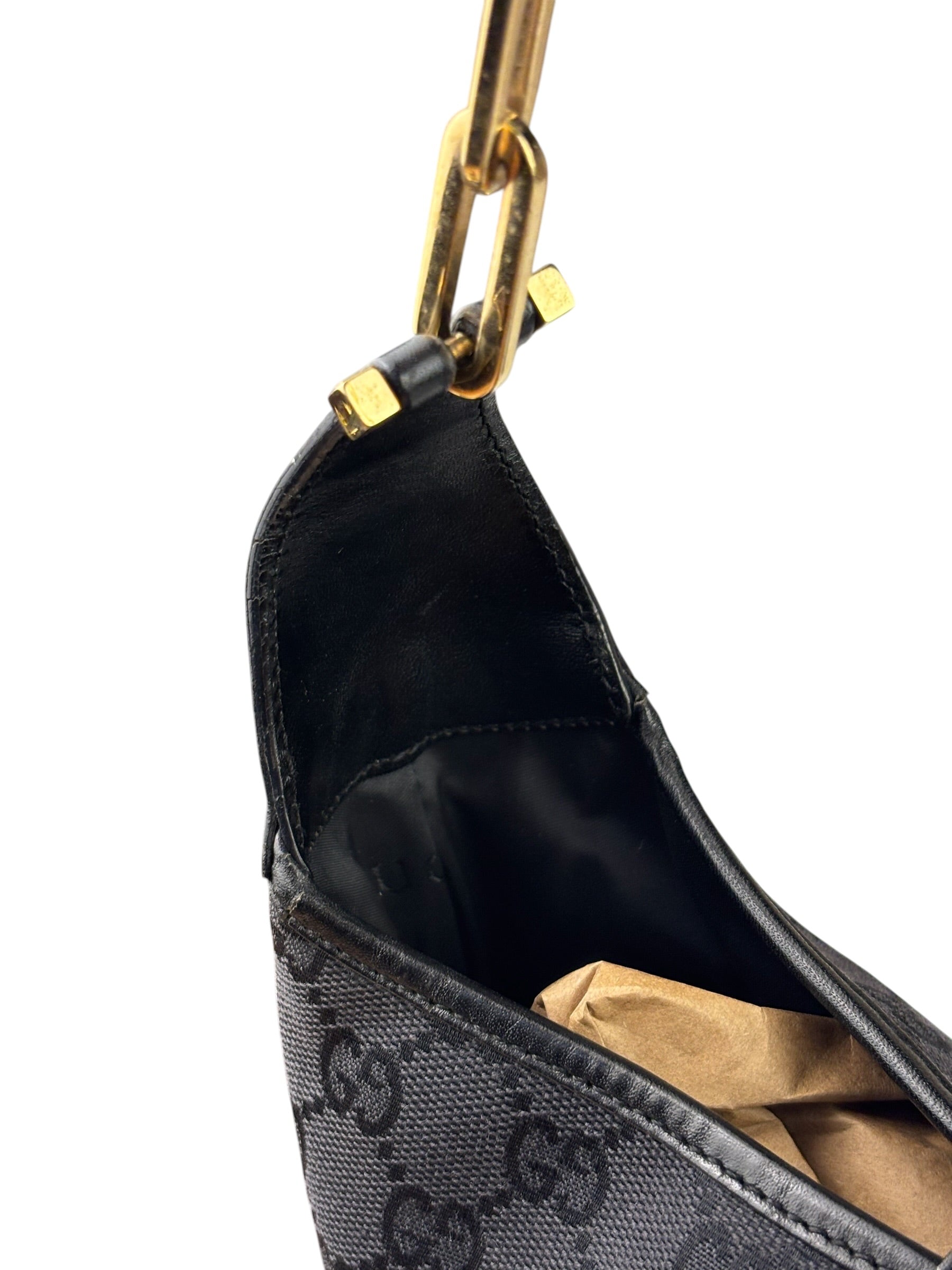 Gucci Black/Grey Leather Trim Jackie Hobo Bag