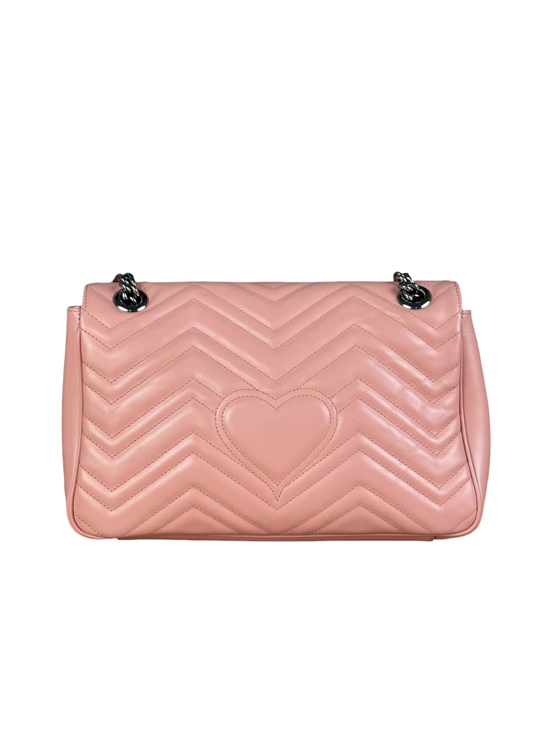 Gucci Pink Leather GG Marmont Shoulder Bag