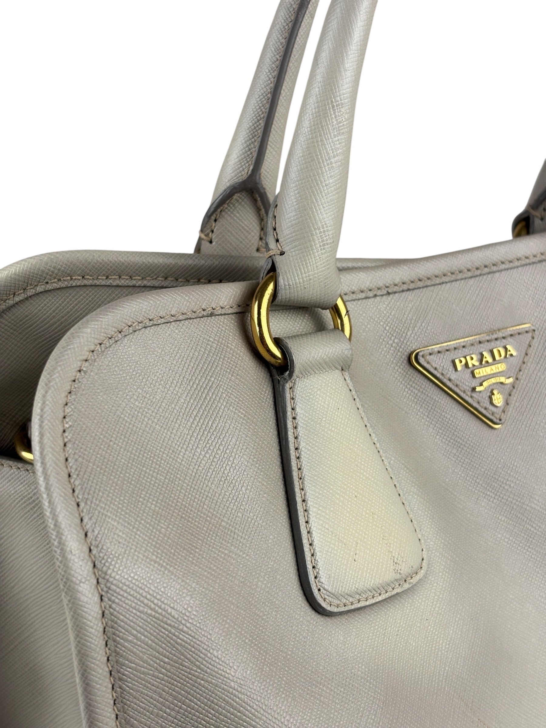 Prada Saffiano Lux Leather Grey 2Way Shopping Bag
