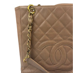 Chanel Beige Quilted Caviar Petite Shopping Tote 2004