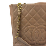 Chanel Beige Quilted Caviar Petite Shopping Tote 2004