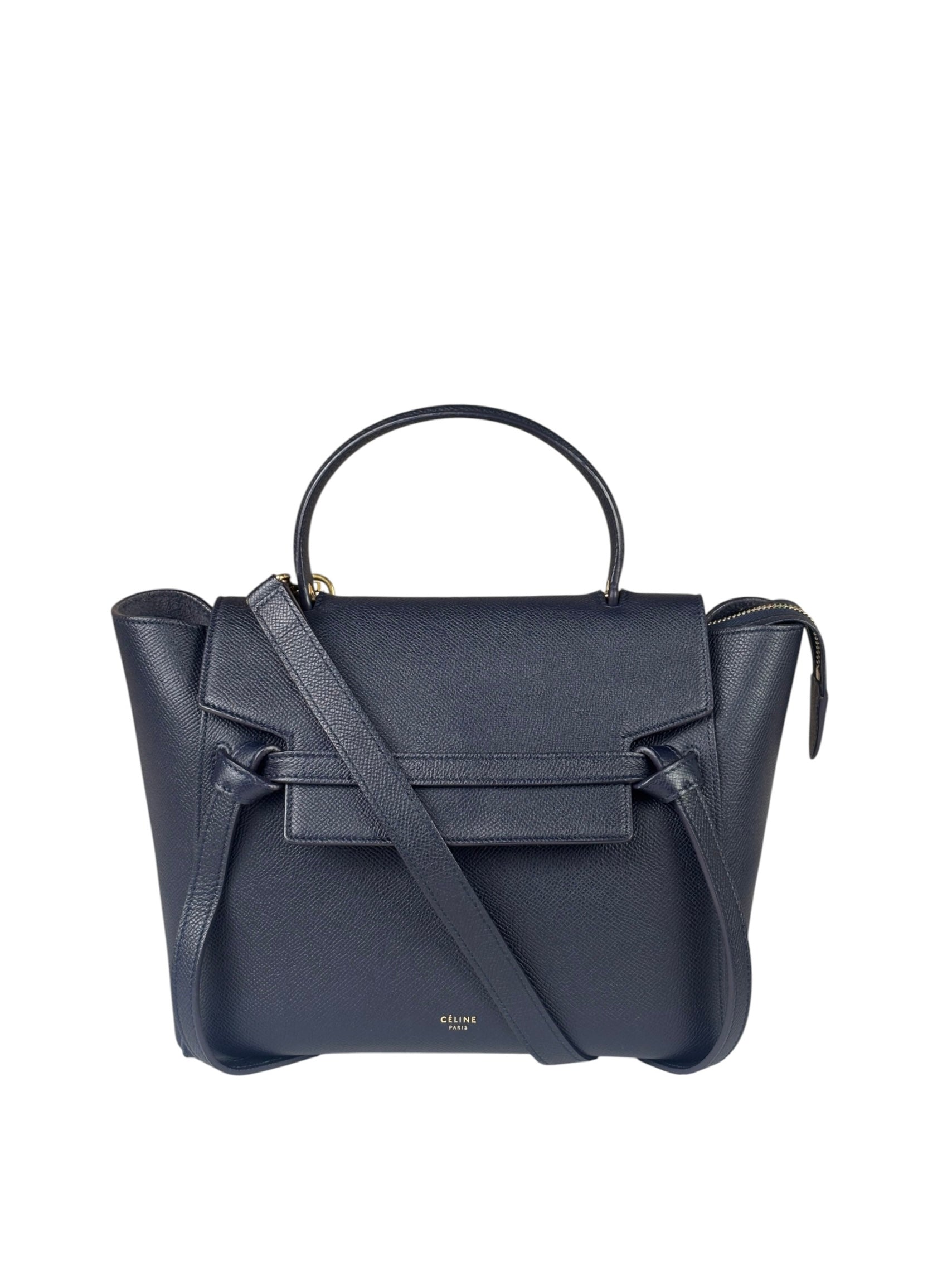 Celine Navy Grained Calfskin Belt Two-Way Bag