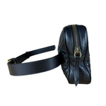 Gucci GG Black Chevron Leather Belt Bag