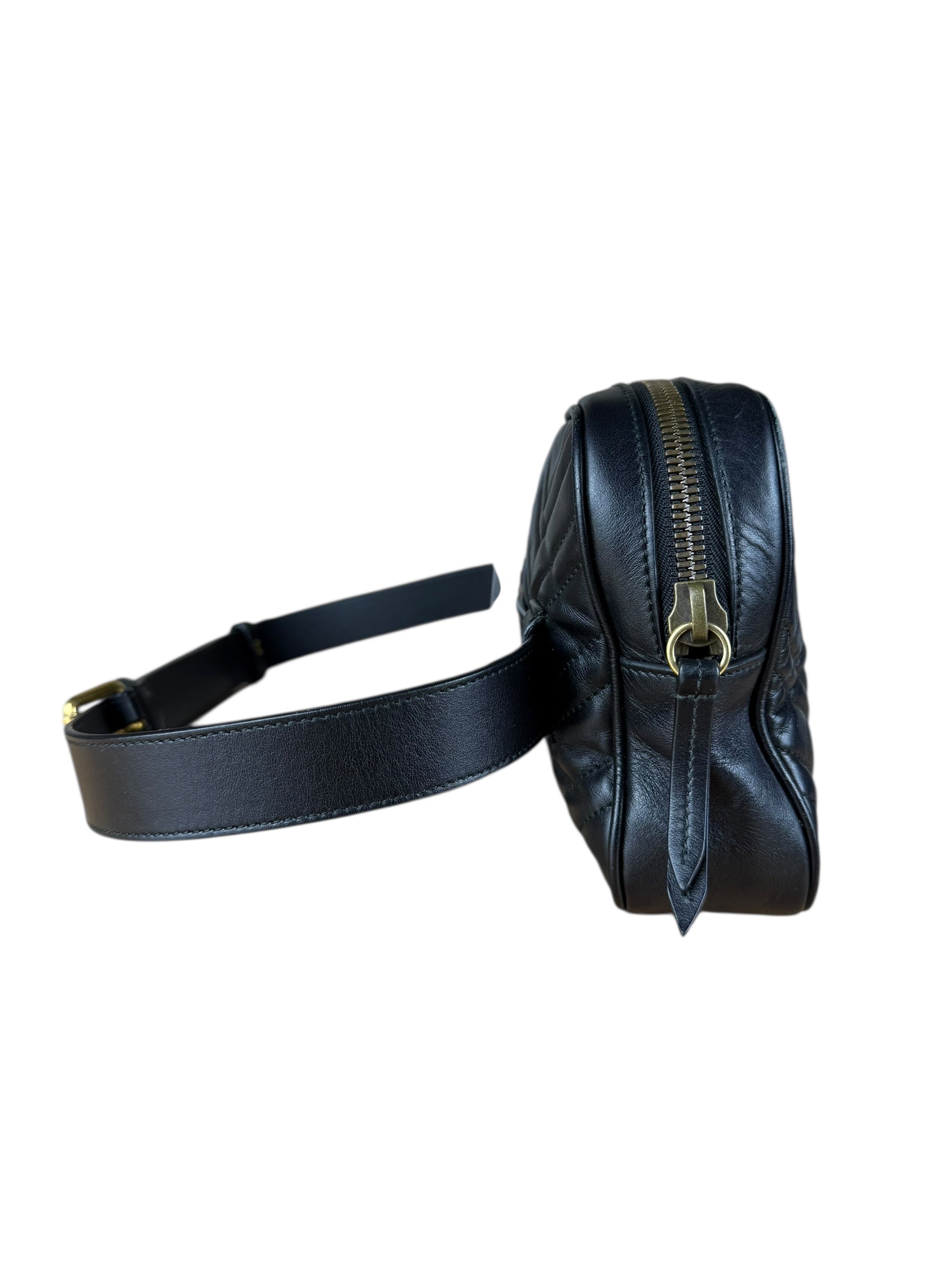 Gucci GG Black Chevron Leather Belt Bag