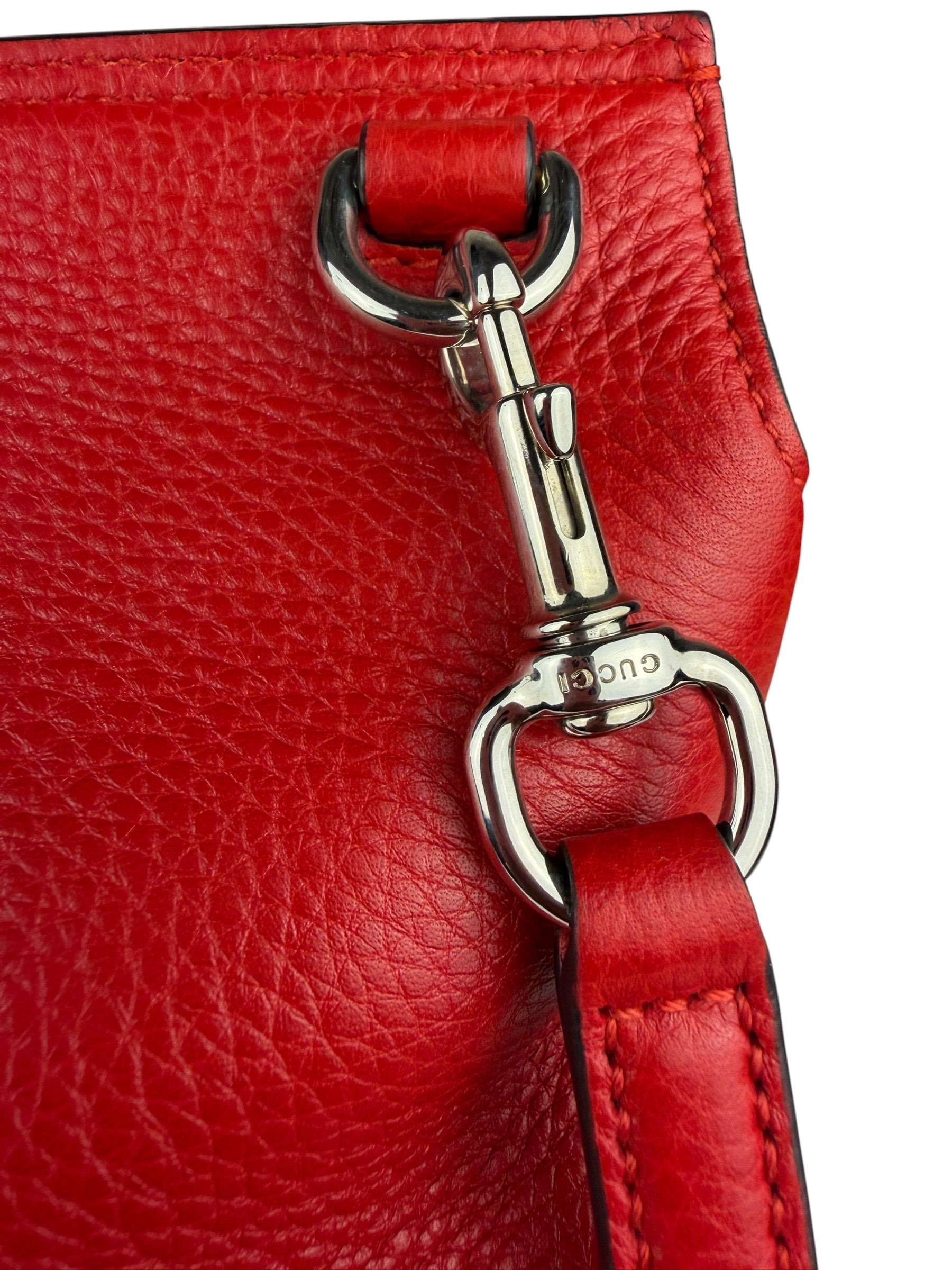Gucci Red Bamboo Daily Leather Bag