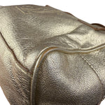 Yves Saint Laurent Gold Leather Embossed YSL Logo Handbag