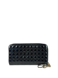 Christian Dior Black Patent Leather Zip-Around Long Wallet